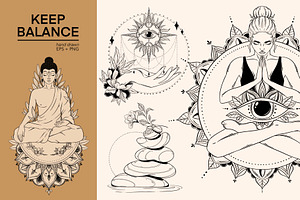 Keep Balance. Line Art Set.