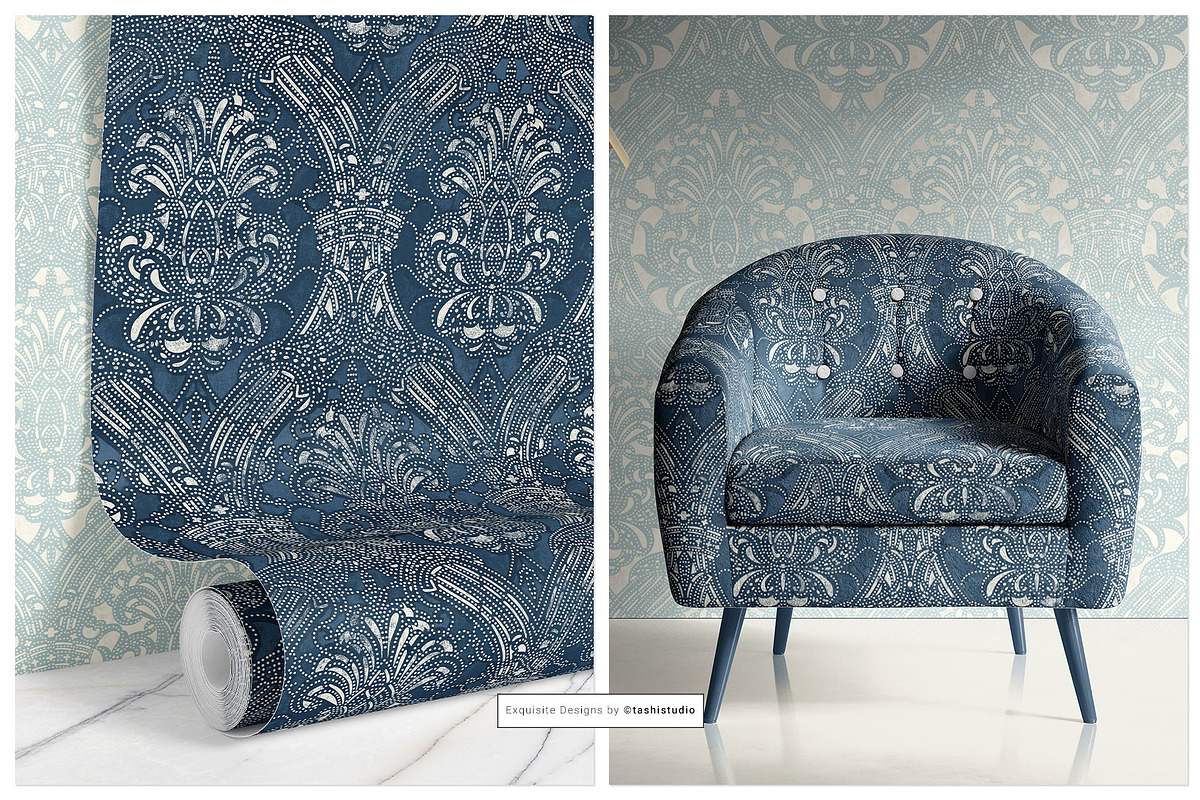 Decolux Art Deco Damask Patterns, a Pattern Graphic by Pink Linen (Photo 5 of 10)
