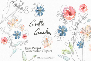 Gentle Garden Watercolor Flowers