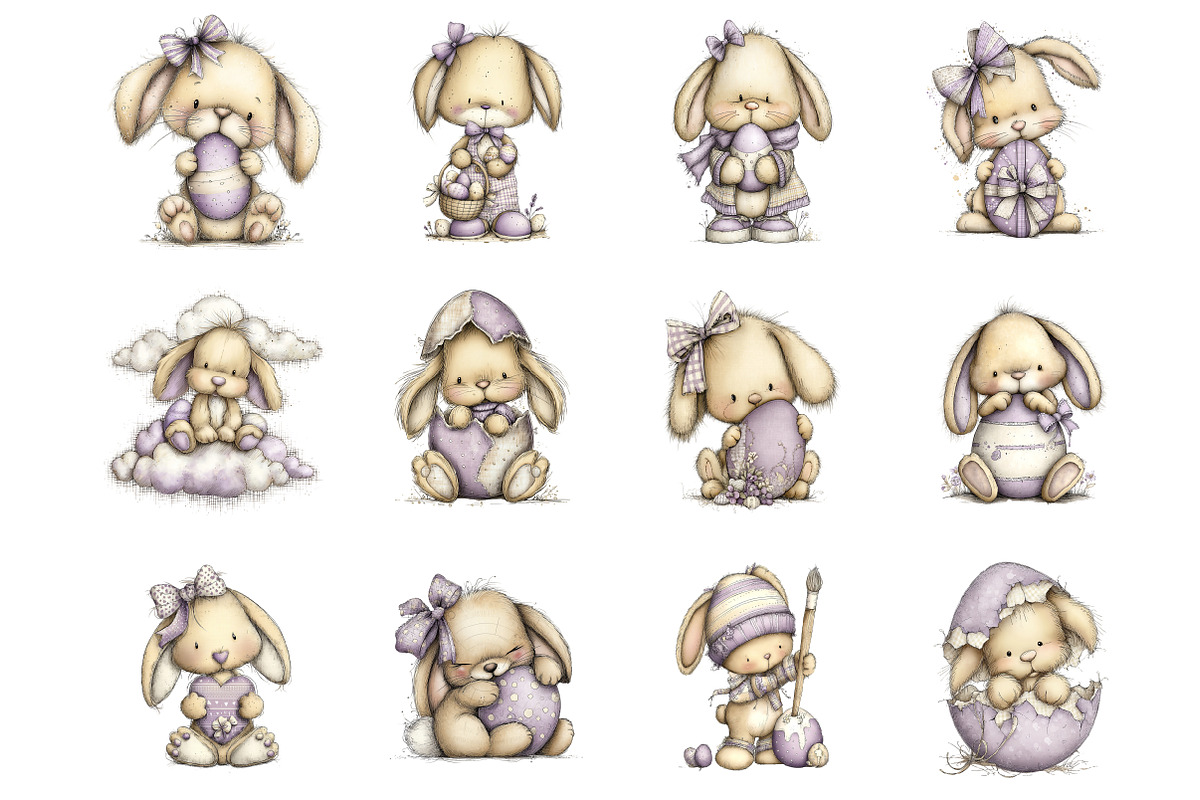 Baby Bunny Easter Clipart, an Illustration by Design Market (Photo 2 of 3)