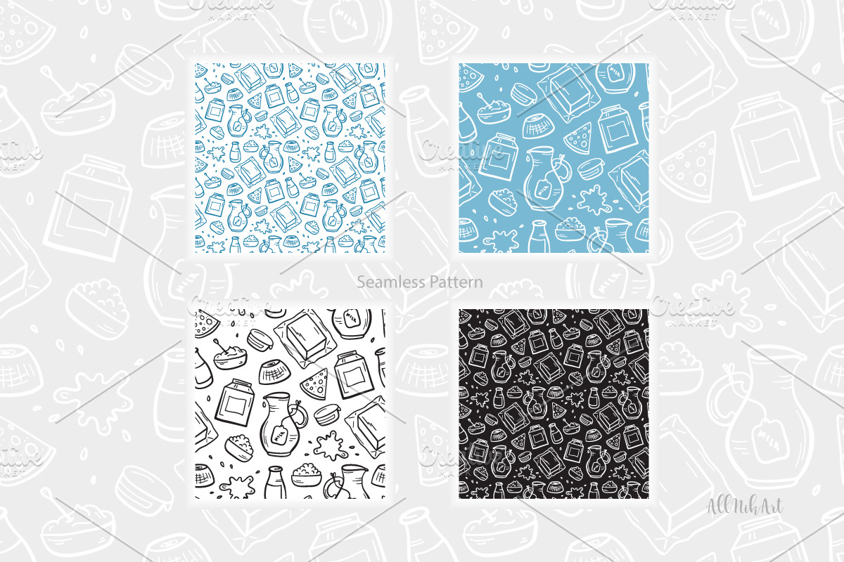 Doodle Dairy Products, a Pattern Graphic by AllNikArt (Photo 2 of 3)