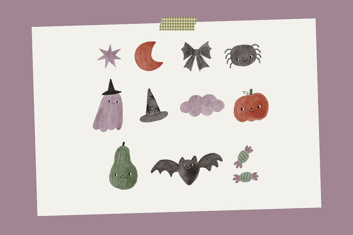 Happy Halloween Watercolor Clipart, a Decorative Illustration by Cute And Wild (Photo 6 of 6)
