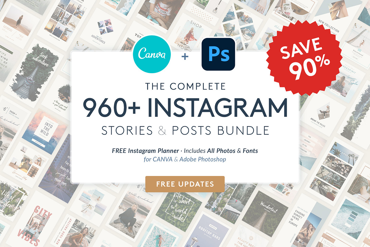 CANVA & PS Complete Instagram Bundle, a Social Media Template by Poego Social (Photo 1 of 52)