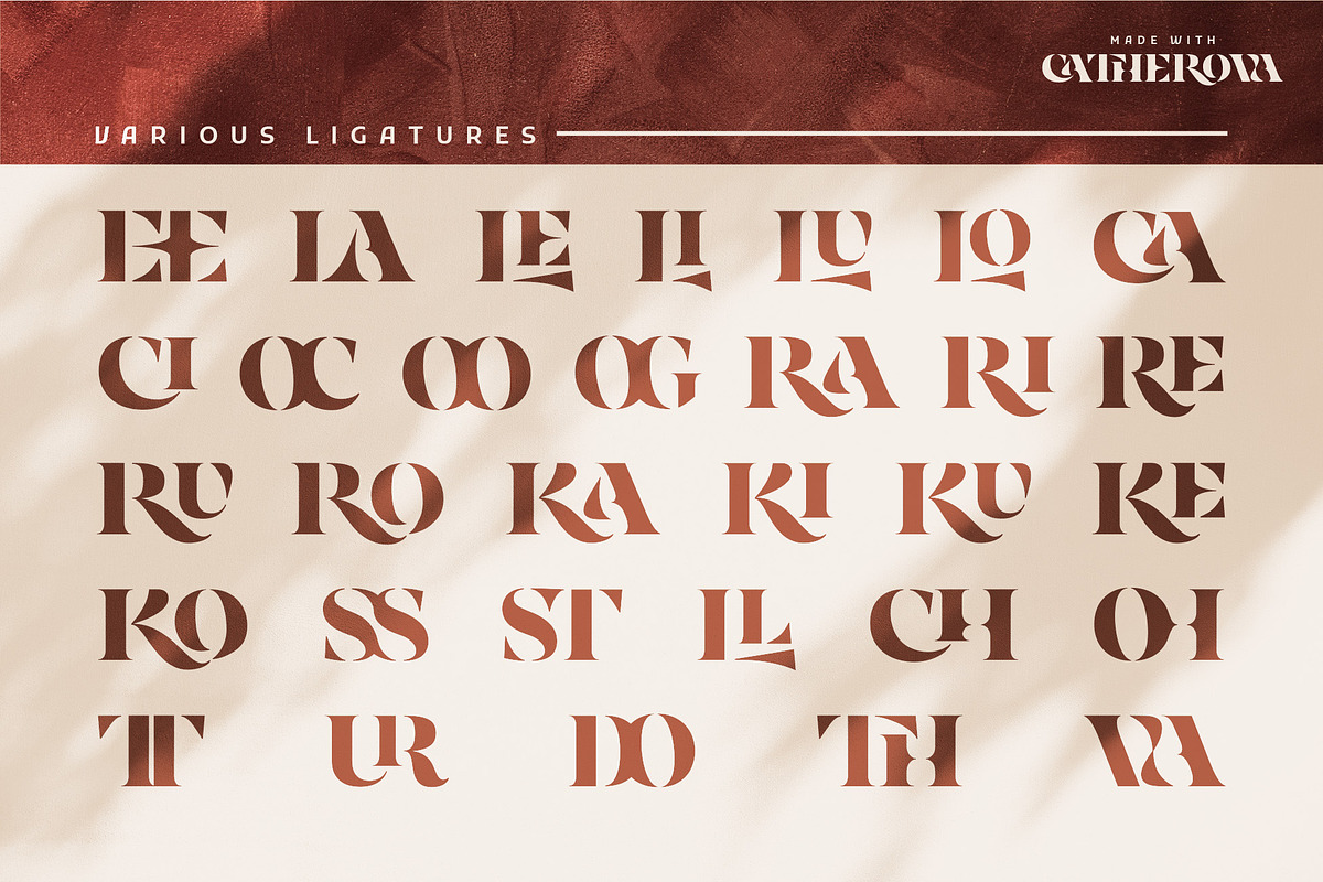 Catherova - Elegant Stencil, a Serif Font by Mokatype Studio (Photo 10 of 11)