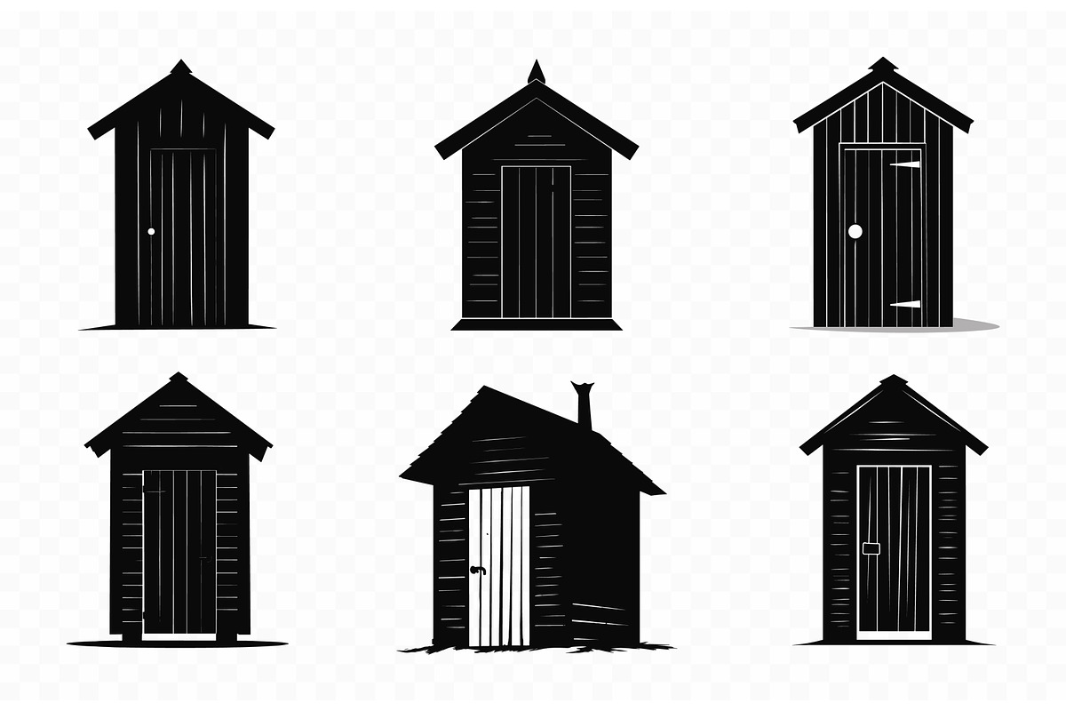 Old Wooden Toilet Silhouette Set, an Object Illustration by Gfx Expert Team (Photo 3 of 3)