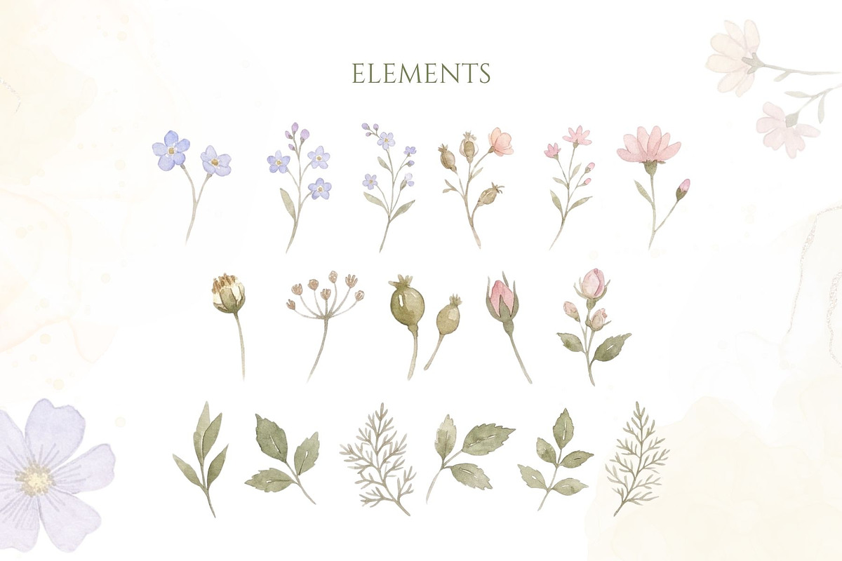 Wildflower Watercolor PNG Bundle, a Decorative Illustration by Arslan (Photo 3 of 16)