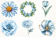 Pale blue flowers watercolor clipart, an Illustration by Watercolor design (Thumbnail 4 of 4)
