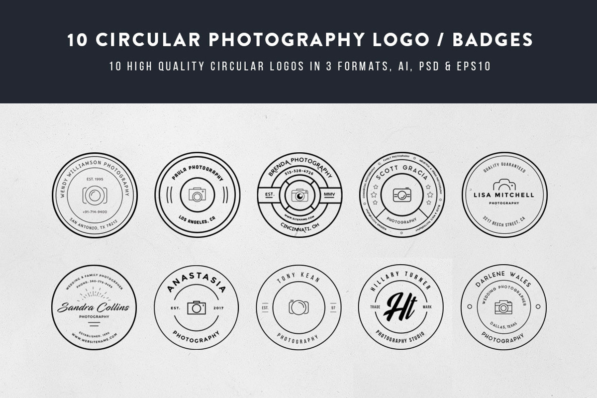 10 Circular Photography Logos/Badges, a Branding & Logo Template by WellMadePixel (Photo 2 of 5)