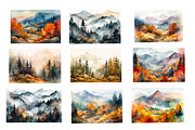 Trees and mountains,watercolor, an Object Illustration by AkvarelRiver (Thumbnail 3 of 6)