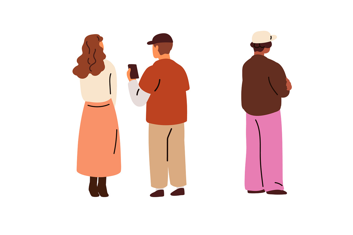 Rear view of people standing set, a Person Illustration by Good Studio (Photo 4 of 7)
