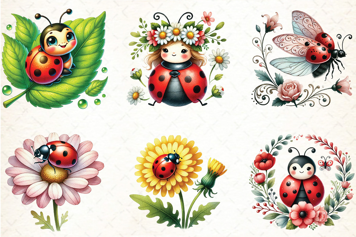 Spring Clipart, Ladybug Clipart, an Illustration by DreamCafeArt (Photo 2 of 3)