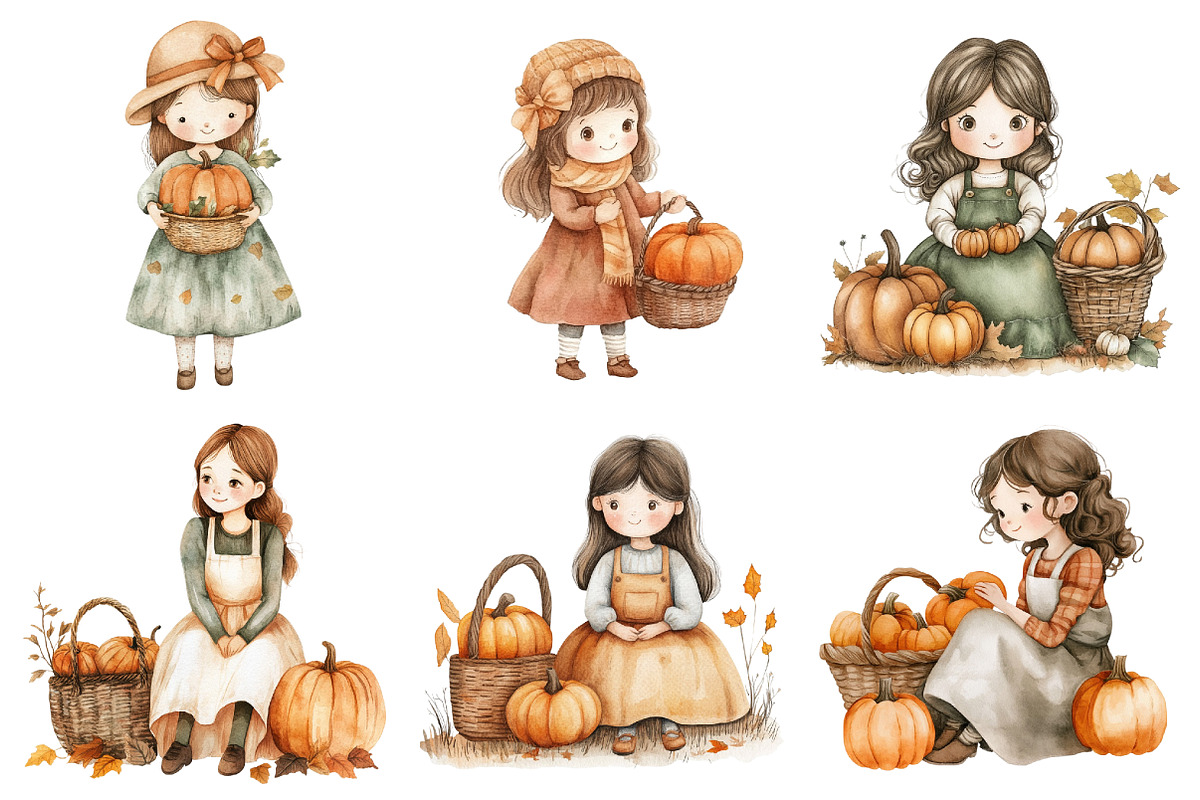 Fall Girl Autumn Woman Clip Art, an Illustration by CitraGraphics (Photo 3 of 6)