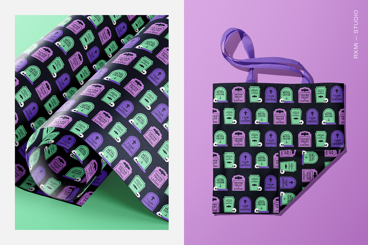 Spooky Halloween Tombstones Pattern, a Pattern Graphic by Rxmi Studio (Photo 2 of 3)