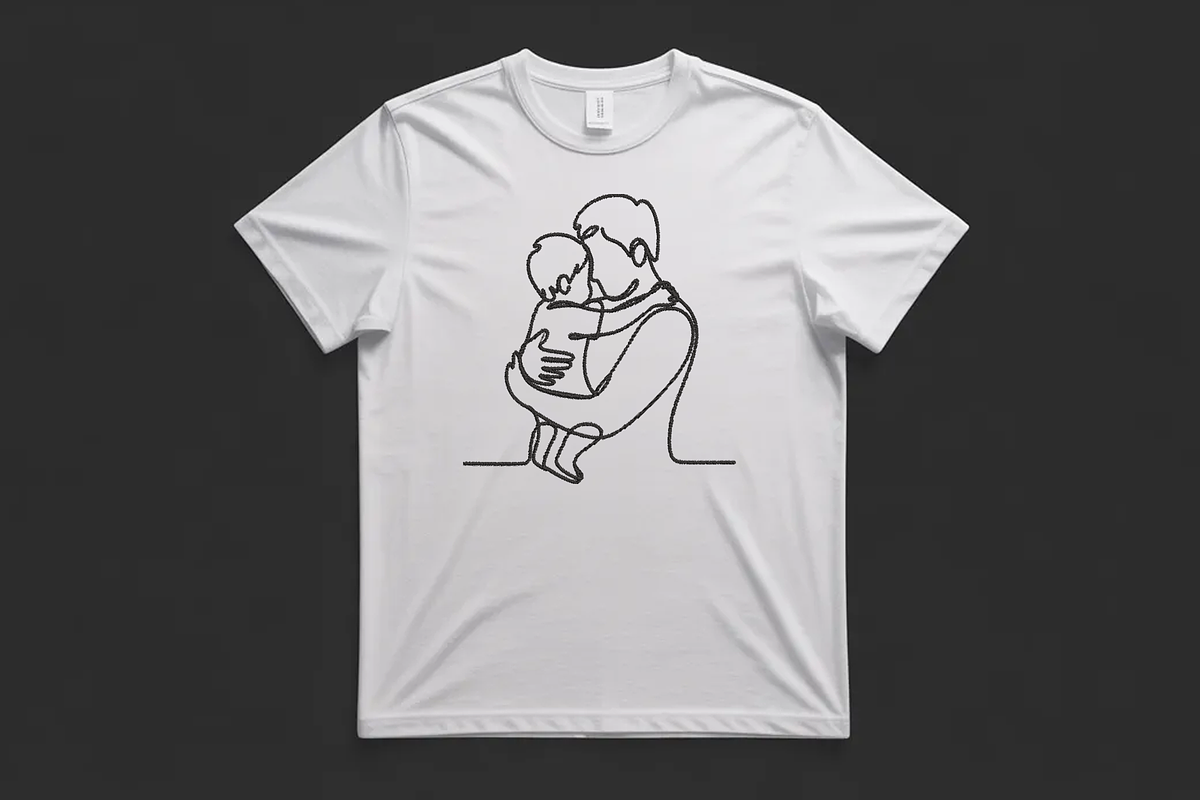 Father Hug Child Embroidery Minimal, an Illustration by Purpose Ekbal (Photo 3 of 3)