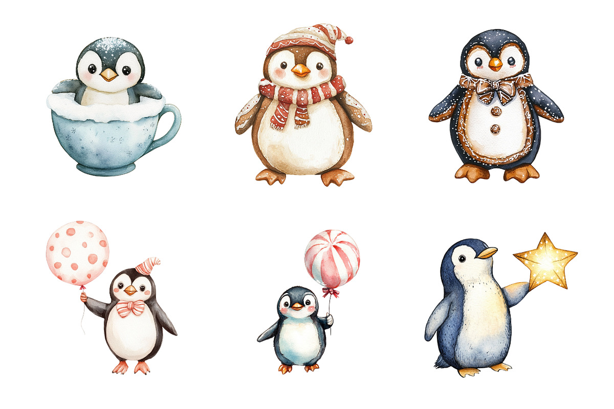 Christmas Penguin Clipart, an Illustration by Design Market (Photo 4 of 4)