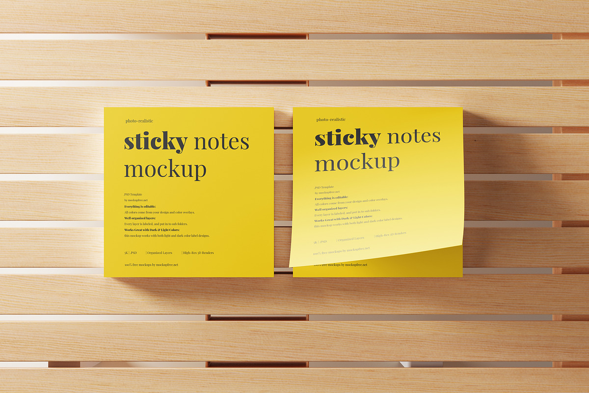 Sticky Note Mockups, a Household Mockup by MockupFree.Net (Photo 9 of 9)