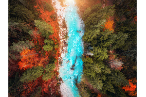 Aerial view of mountain river in, a Nature Photo by den-belitsky