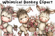 Whimsical Donkey Clipart, an Illustration by Libby Wishes (Thumbnail 1 of 7)