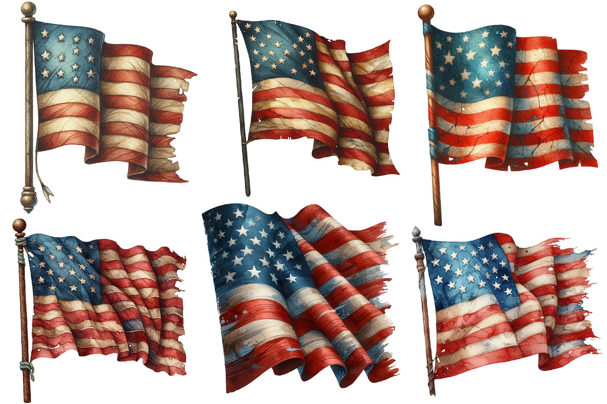 Vintage Grunge American Flag Clipart, an Illustration by Designworld (Photo 2 of 5)