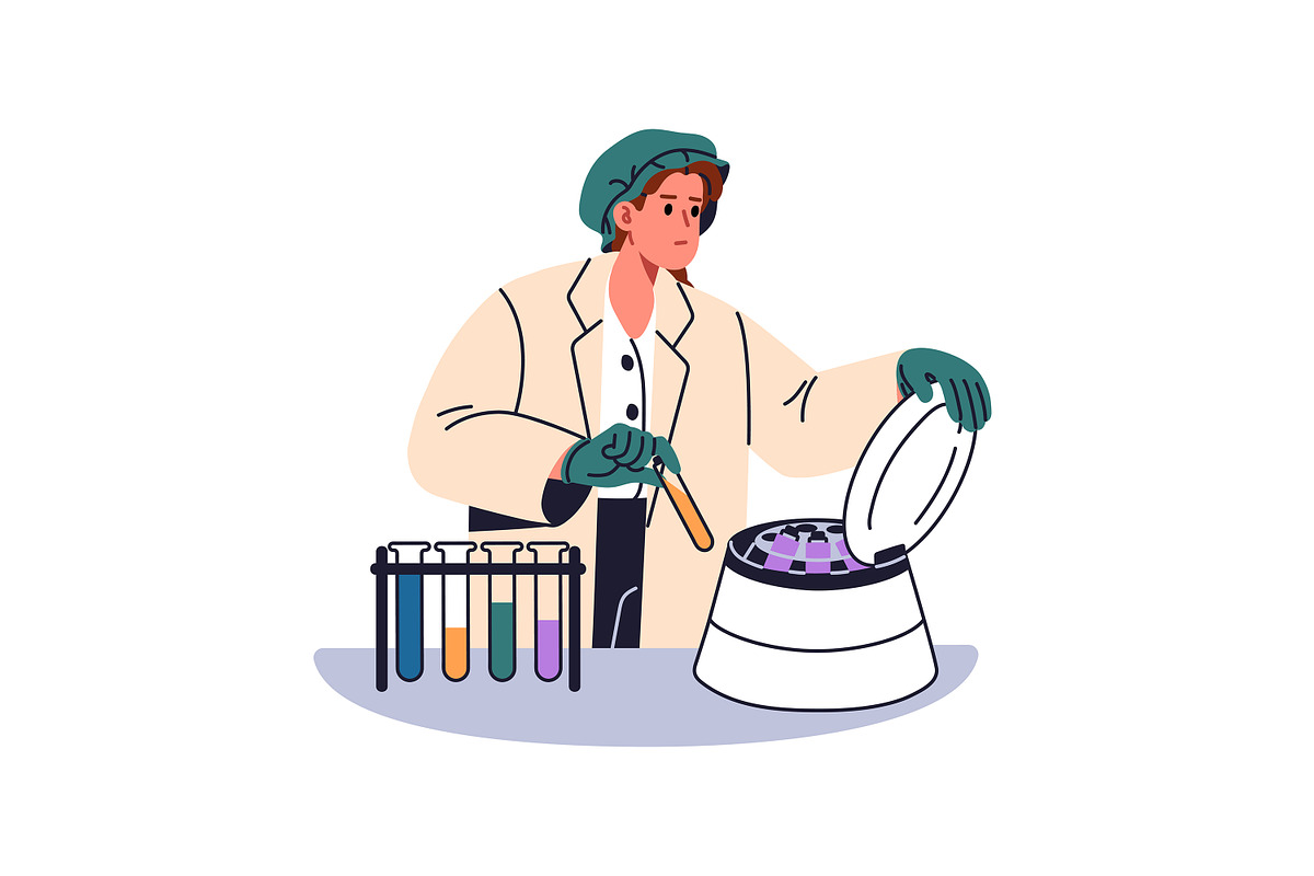 Scientists work in laboratory set, a Person Illustration by PaperTrident (Photo 3 of 7)