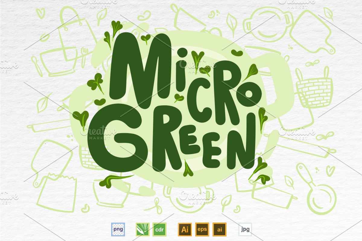 Microgreens Logo Vector Set, an Object Illustration by ElenaKovalyova (Photo 7 of 16)