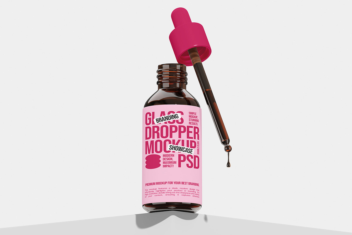 Glass Dropper Bottle Mockup, a Packaging Mockup by Unerispace (Photo 2 of 4)