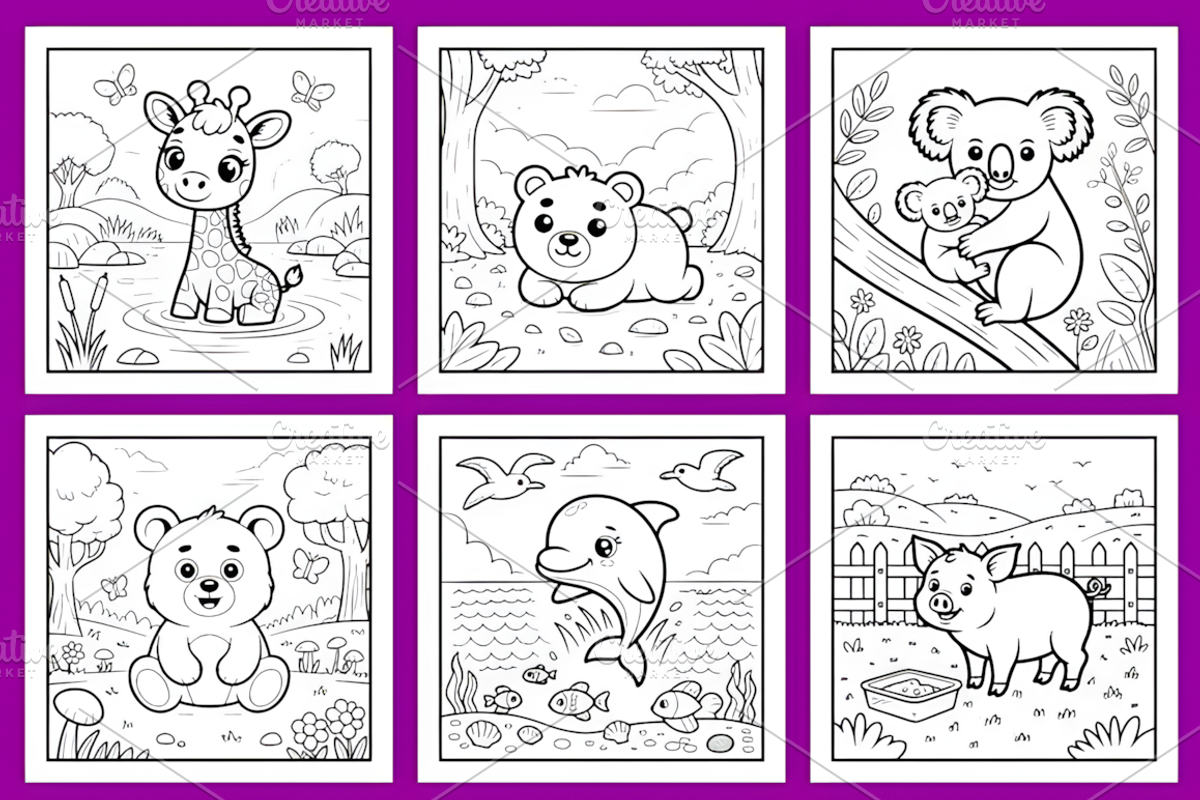 CUTE BABY ANIMALS COLORING PAGES, an Animal Illustration by Coco Bloom (Photo 3 of 5)