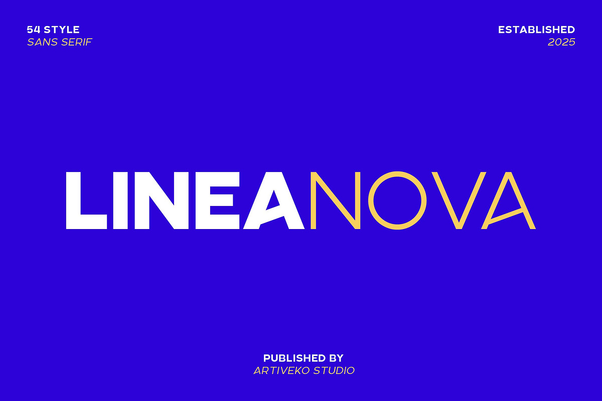 Linea Nova Sans Serif Family, a Sans Serif Font by Artiveko (Photo 1 of 9)