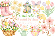 Pastel Spring Clipart PNG, an Illustration by Craft Nest (Thumbnail 1 of 6)
