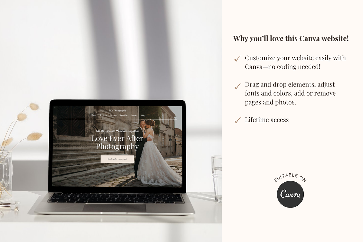 Wedding Photography Canva Portfolio, a Landing Page Template by GlamWebDesigns (Photo 5 of 8)