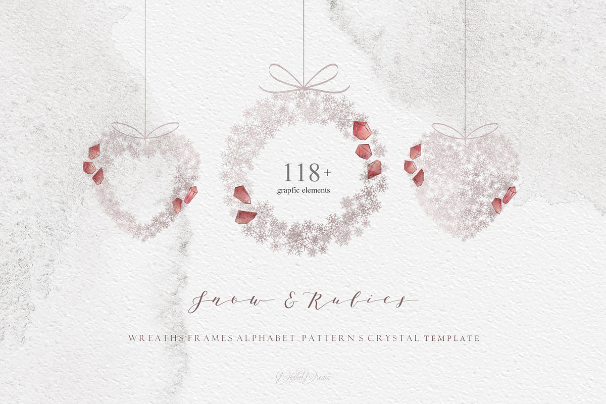 Snow and Rubies - Christmas Set, an Object Graphic by DigitalDream (Photo 1 of 10)