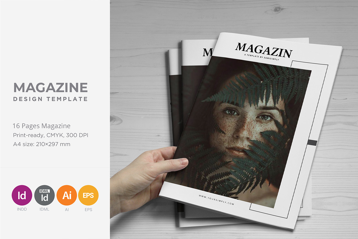 Magazine Indesign Template, a Magazine Template by SamiSimply7 (Photo 1 of 9)