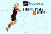 Dynamic poses Procreate Stamp, a Brush Add-On by MajorArtTm (Thumbnail 1 of 3)