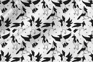 Crows In Crowns Vector Set