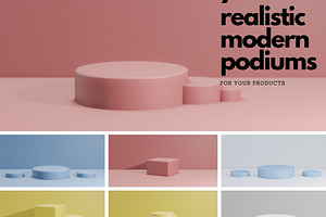 Podium pedestal mockups 3d render