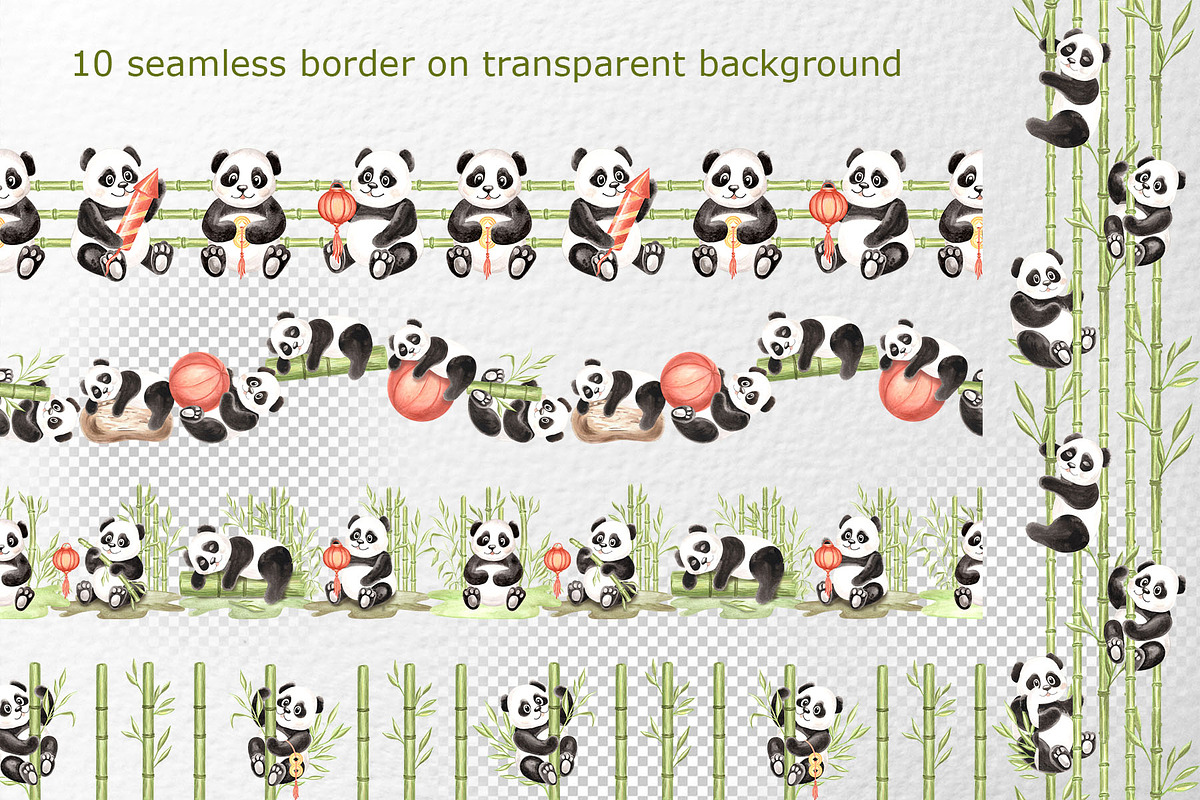 Cute pandas watercolor clipart set, an Animal Illustration by susie-p-art (Photo 7 of 14)