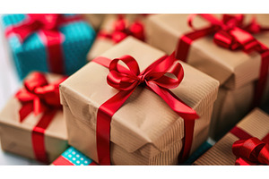 Close-up of beige gift boxes, a Holiday Photo by piter.goskov