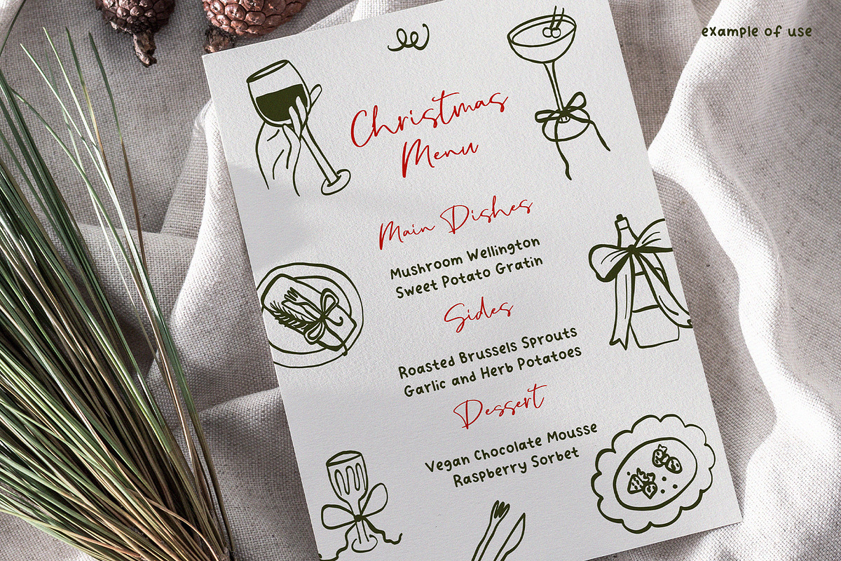 Coquette Christmas hand drawn set, a Seasonal Illustration by Madiwaso (Photo 12 of 14)
