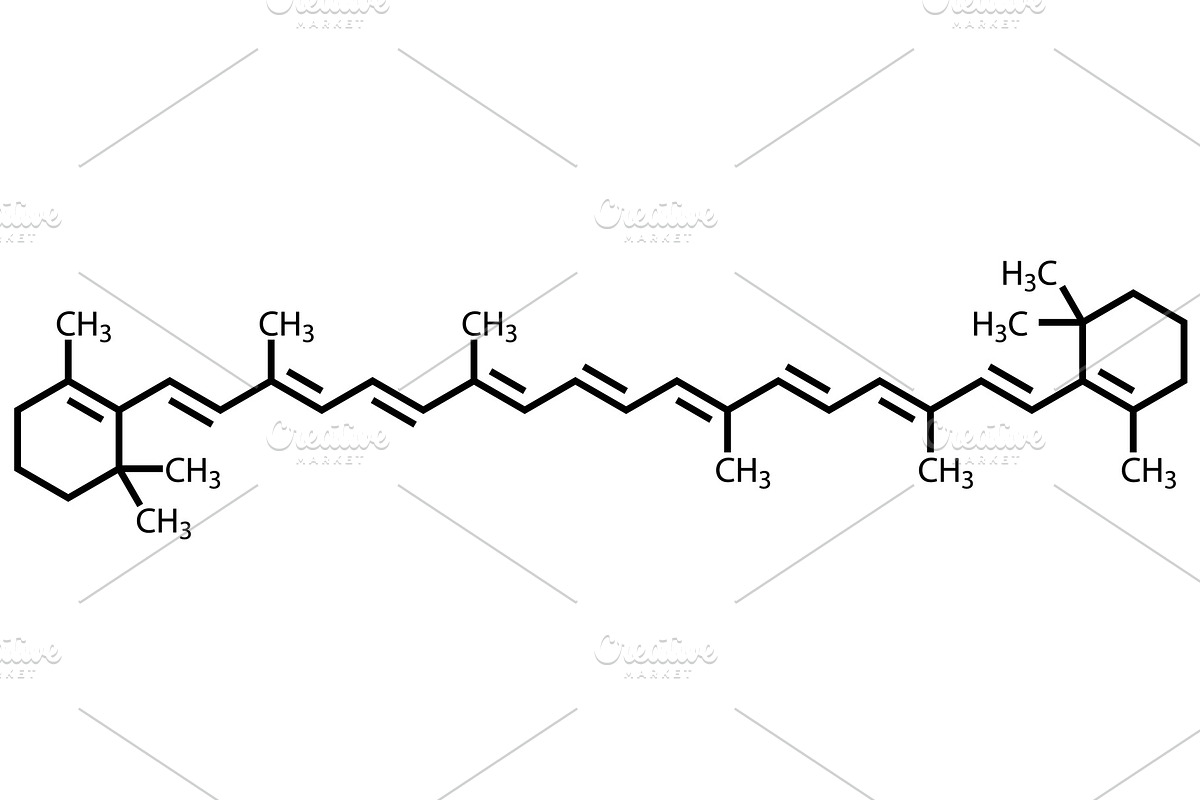 β-Carotene structural formula, a Food Illustration by Leonid Andronov