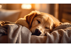 snuggle cozy dog ai generated, an Animal Photo by pikepicture