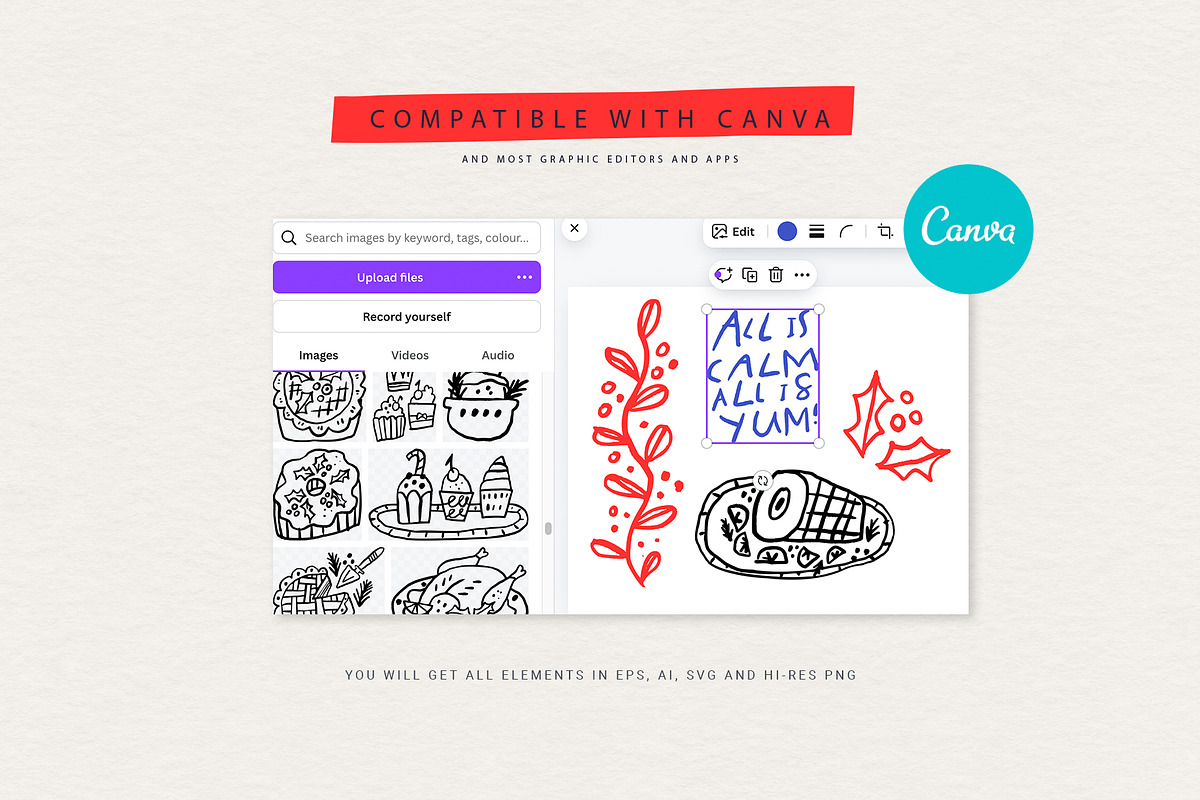 Christmas Feast | Hand drawn clipart, a Seasonal Illustration by Favete Art (Photo 6 of 10)