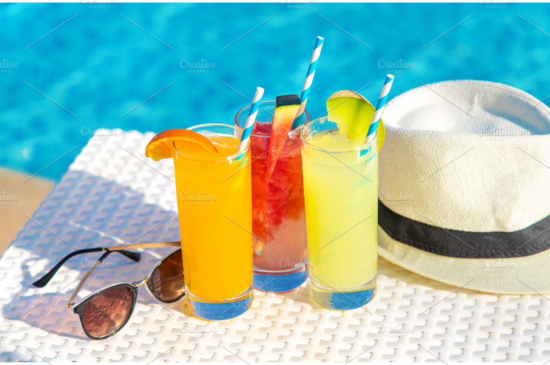 Cocktails by the pool drinks, a Food & Drink Photo by yanadjana