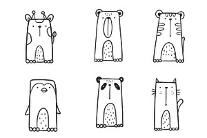 Abstract Animals Outlines Set 1