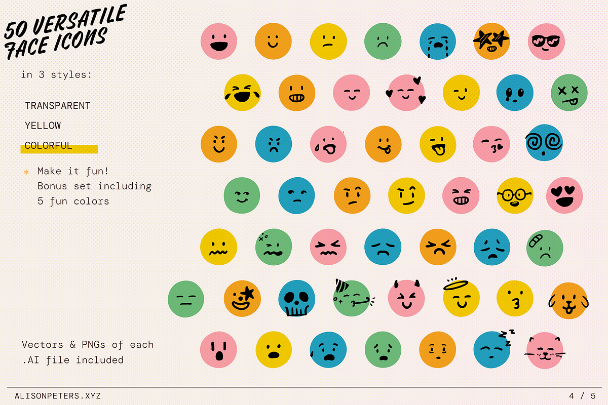 50 Hand-Drawn Faces, a Solid Icon by AlisonPeters.xyz (Photo 4 of 4)