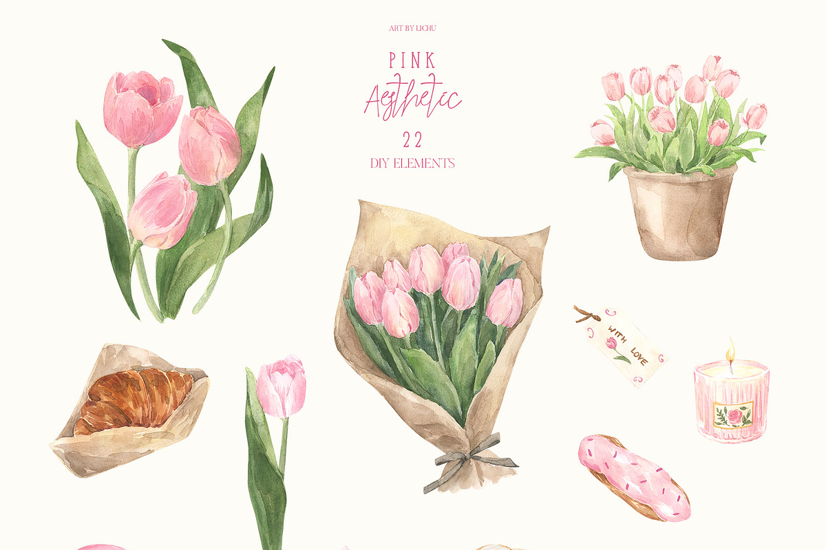 Pink Aesthetic, a Food Illustration by LiChu Art (Photo 5 of 9)