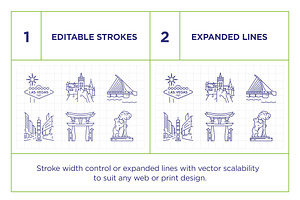 Landmarks Line Icon Set