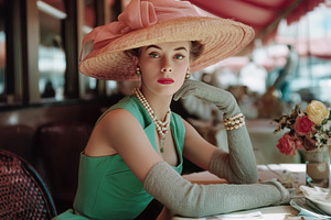 1950s Woman in Green Dress Elegant, a Person Photo by k.tay