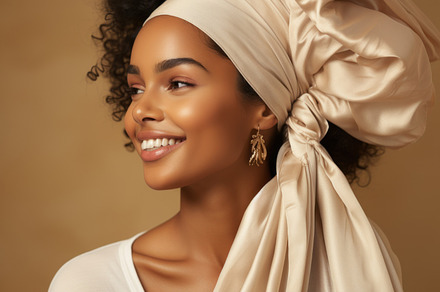 Portrait of a beautiful african american woman in a turban. Gene, a Beauty & Fashion Photo by AS photostudio