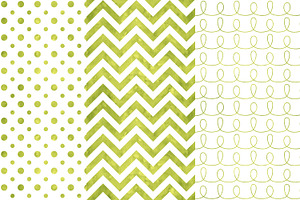 Green Watercolor Seamless Patterns