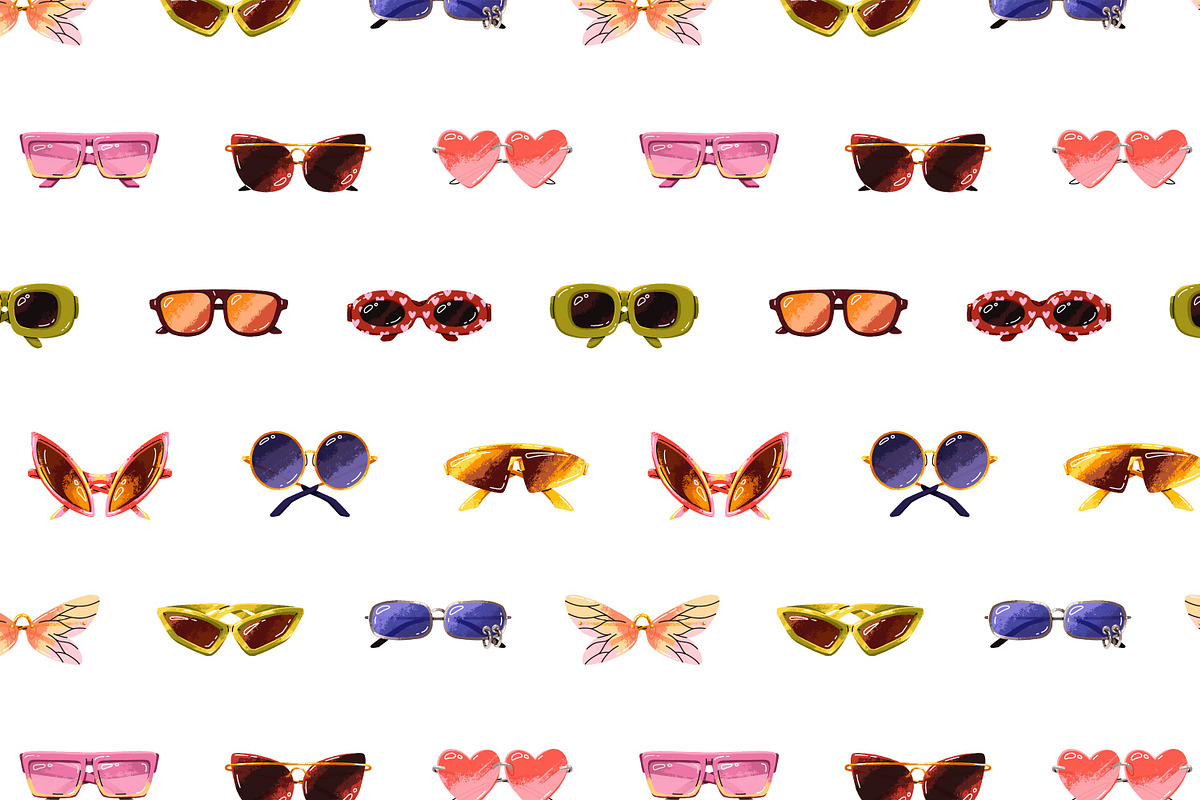 Stylish sunglasses set + patterns, an Object Illustration by PaperTrident (Photo 5 of 5)